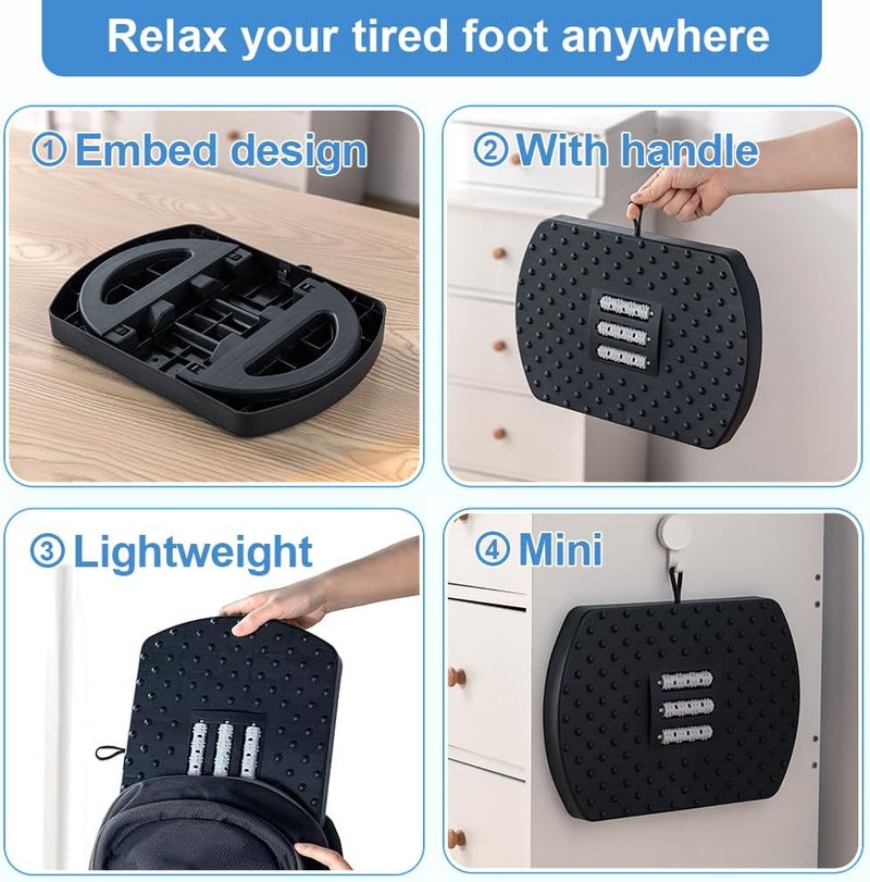 CasaZenith Under Desk Footrest, Foot Rest for Under Desk at Work, Ergonomic Foot Stool for Office Desks, Small Rocking Footrest with Massage Roller&Portable Handle, Leg Rest Pain Relief for Home - Image 2
